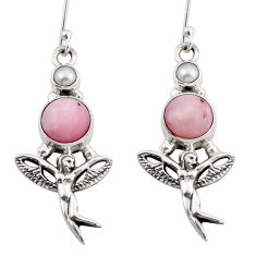 6.80cts natural pink opal pearl 925 silver angel wings fairy earrings y50920