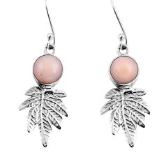 5.11cts natural pink opal round 925 sterling silver deltoid leaf earrings y50125