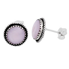 8.53cts natural pink opal round 925 sterling silver stud earrings jewelry n31549