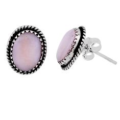 8.32cts natural pink opal round 925 sterling silver stud earrings jewelry n31553