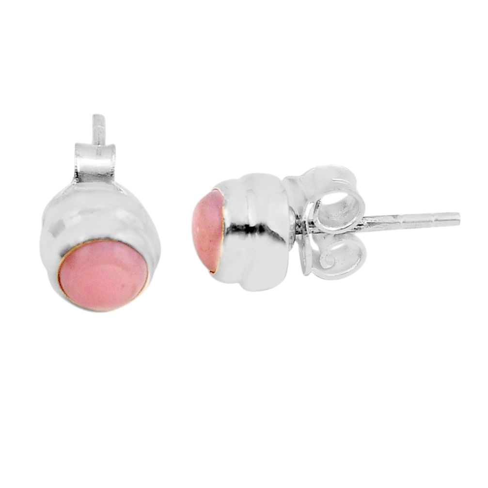 1.40cts natural pink opal round 925 sterling silver stud earrings jewelry y93209