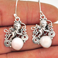 5.12cts natural pink opal round sterling silver angel earrings jewelry n28017