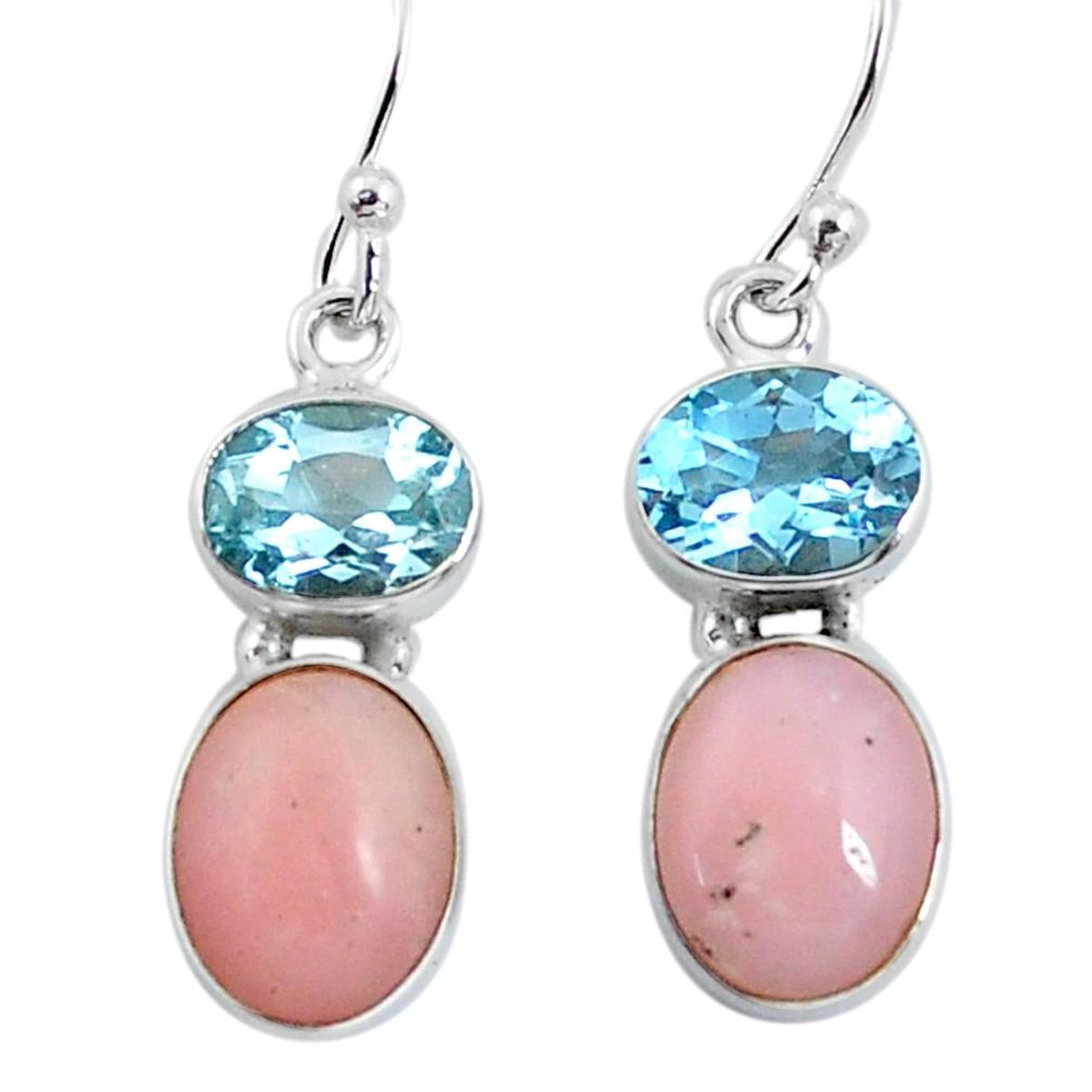 10.76cts natural pink opal topaz 925 sterling silver dangle earrings p57437