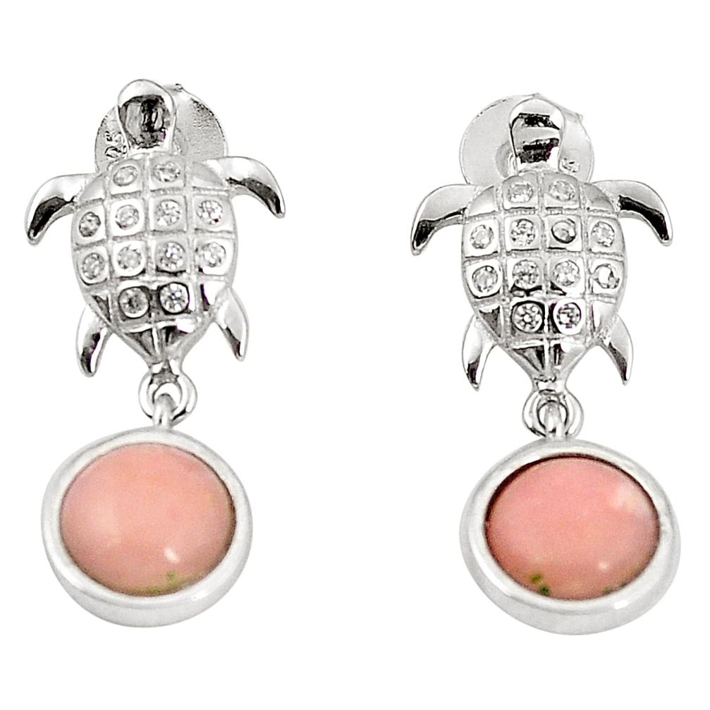 Natural pink opal topaz 925 sterling silver tortoise earrings c15509
