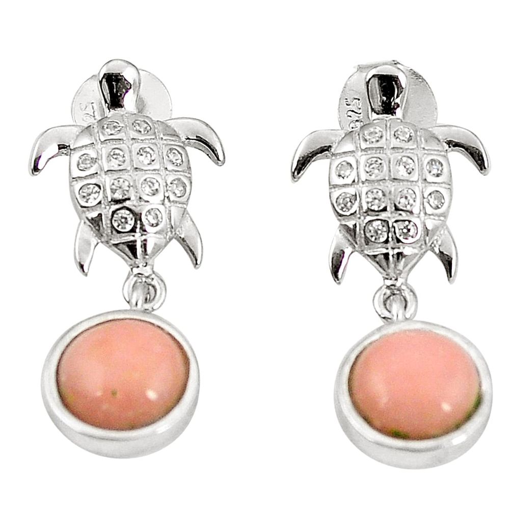 Natural pink opal topaz 925 sterling silver tortoise earrings c15504