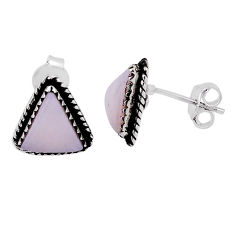 6.24cts natural pink opal trillion sterling silver stud earrings jewelry n31541