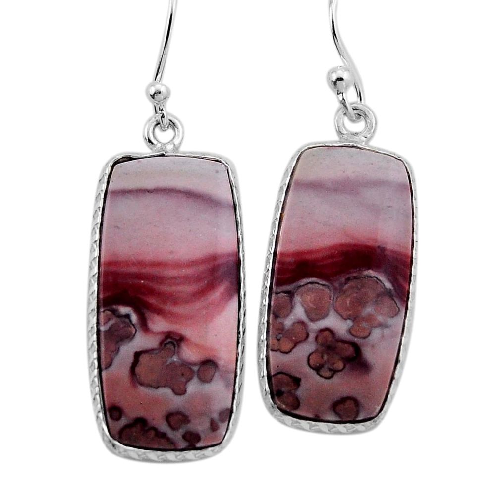 15.48cts natural pink porcelain jasper (sci fi) silver dangle earrings n54493