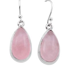 11.89cts natural pink rose quartz 925 sterling silver dangle earrings n44236