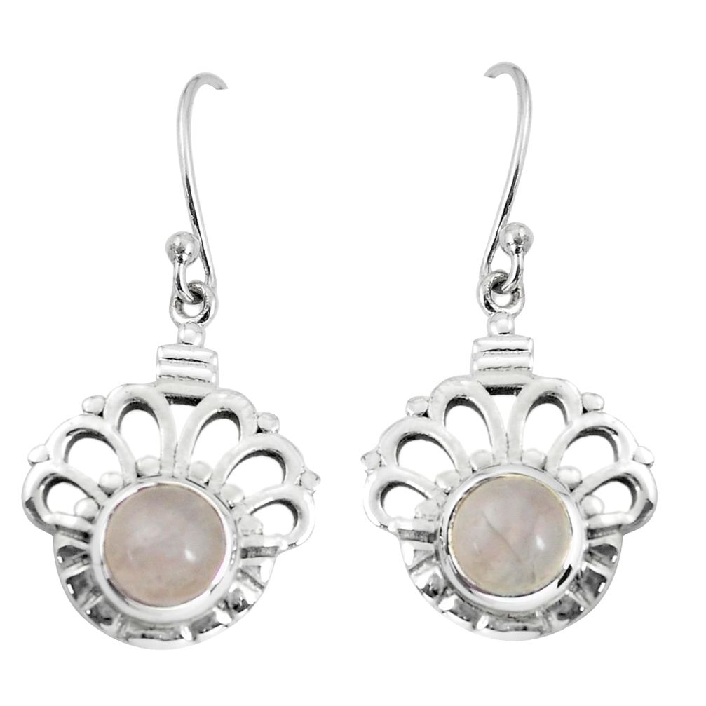 2.93cts natural pink rose quartz 925 sterling silver dangle earrings p58259