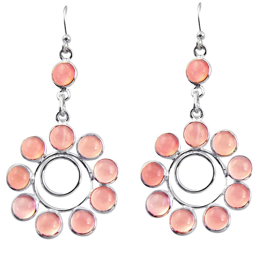 15.31cts natural pink rose quartz 925 sterling silver dangle earrings r37485