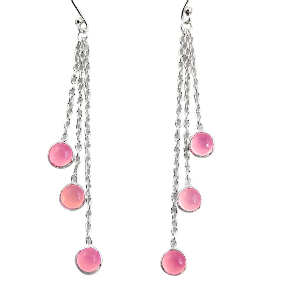 4.84cts natural pink rose quartz 925 sterling silver dangle earrings r37583