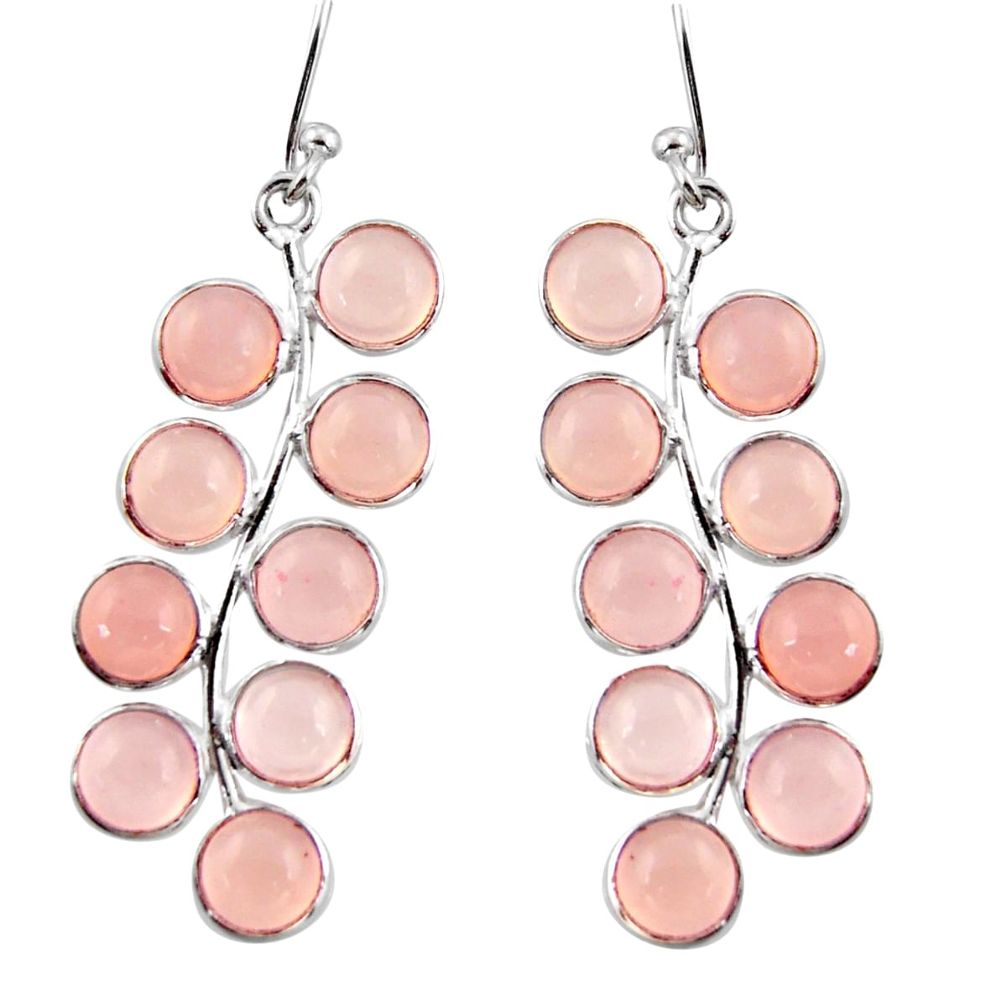 14.17cts natural pink rose quartz 925 sterling silver dangle earrings r38670