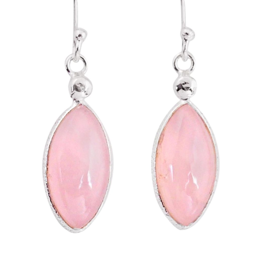 9.74cts natural pink rose quartz 925 sterling silver dangle earrings t80833