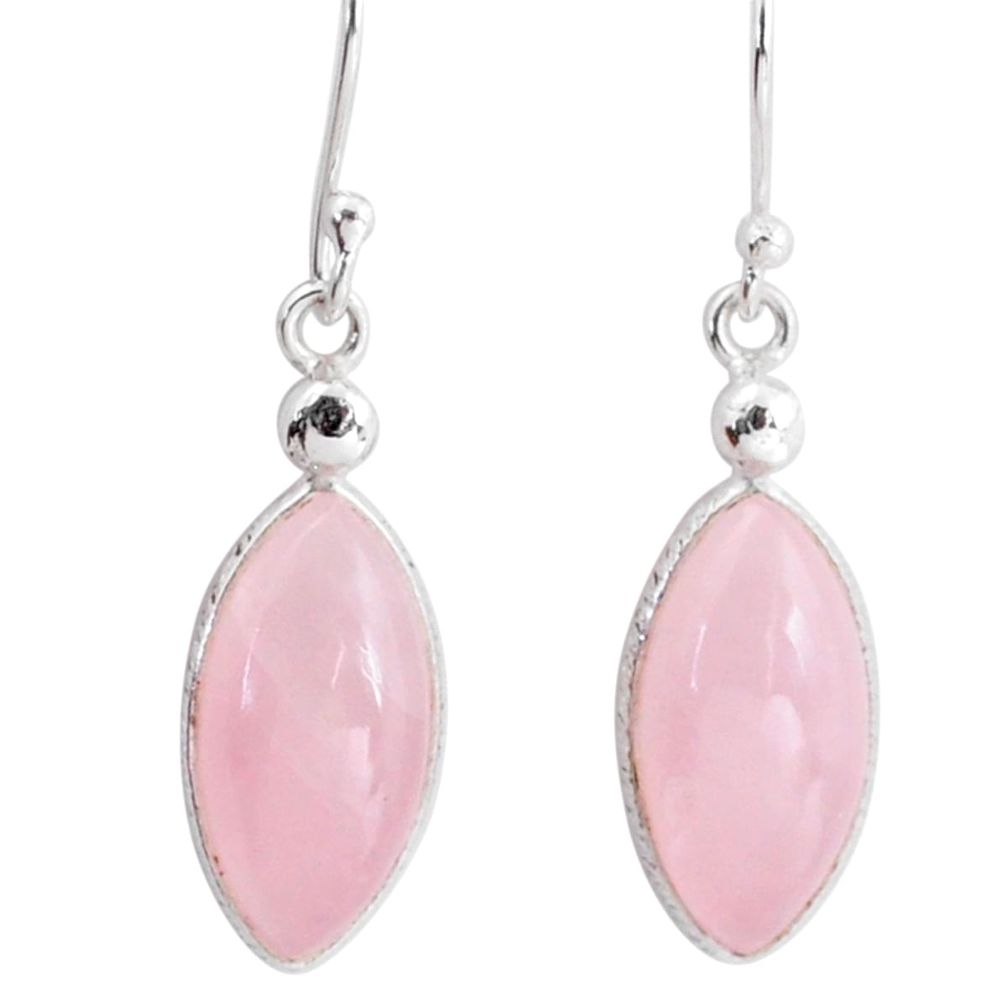 9.13cts natural pink rose quartz 925 sterling silver dangle earrings t80857