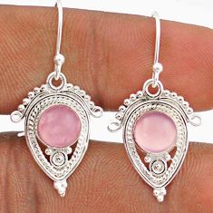 5.45cts natural pink rose quartz 925 sterling silver dangle earrings t84705