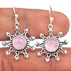 5.20cts natural pink rose quartz 925 sterling silver dangle earrings t86202