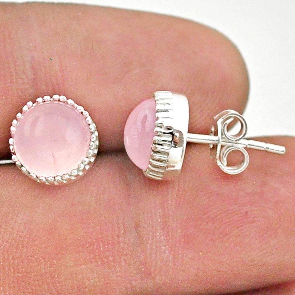 5.43cts natural pink rose quartz 925 sterling silver stud earrings t43741