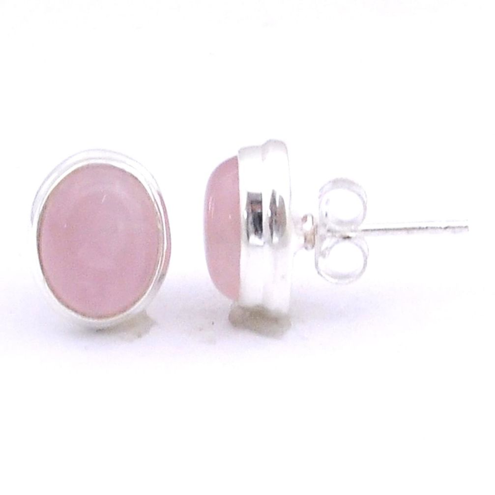 7.34cts natural pink rose quartz 925 sterling silver stud earrings u56866