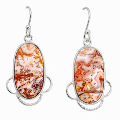 13.69cts natural pink rosetta stone jasper 925 silver dangle earrings y77262