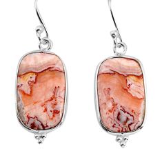 10.28cts natural pink rosetta stone jasper 925 silver dangle earrings y79565