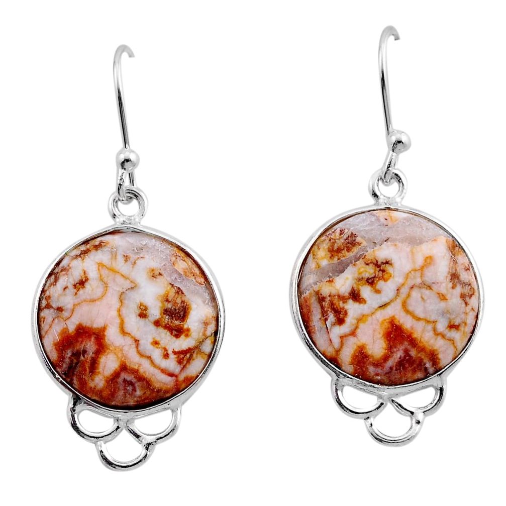 10.33cts natural pink rosetta stone jasper 925 silver dangle earrings y85822
