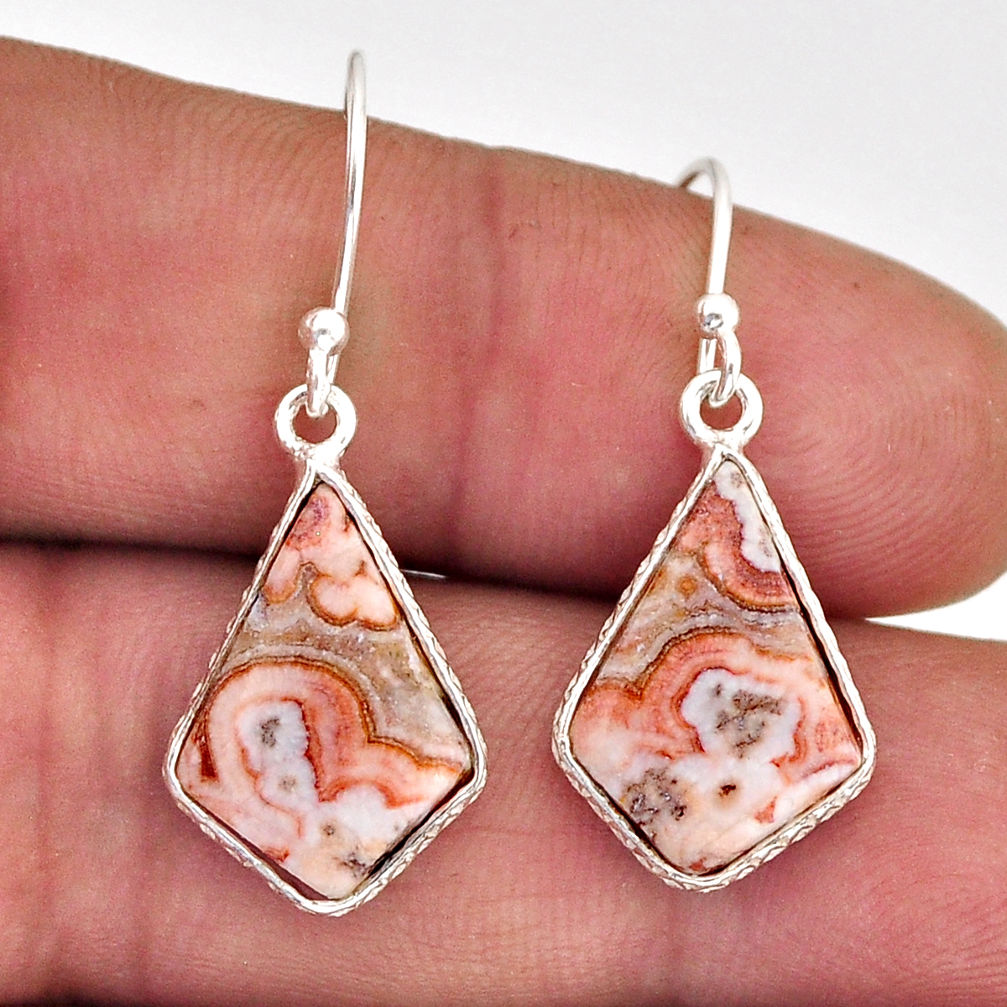 7.85cts natural pink rosetta stone jasper fancy silver dangle earrings y75526