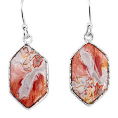 12.91cts natural pink rosetta stone jasper hexagon 925 silver earrings y79568