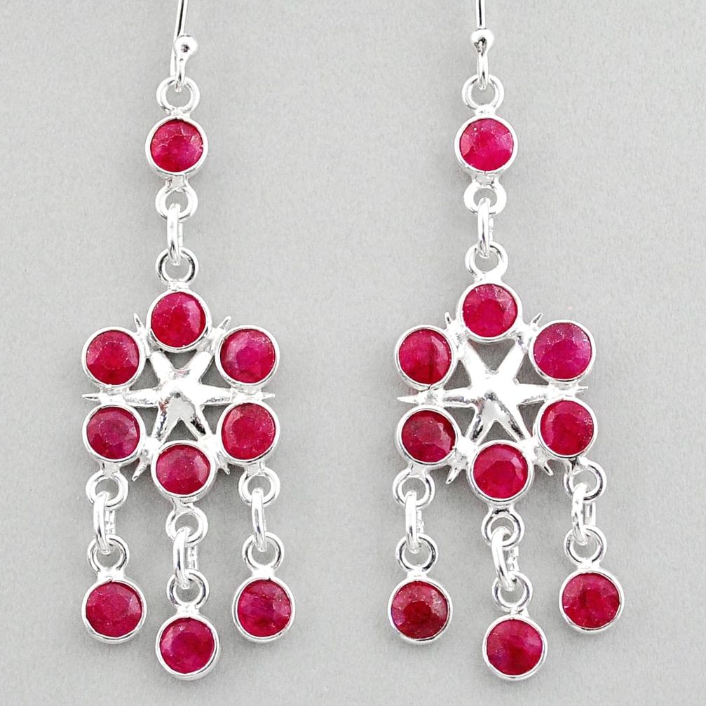 9.53cts natural pink ruby 925 sterling silver chandelier earrings jewelry u8176