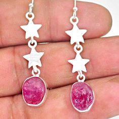 10.72cts natural pink ruby raw 925 silver crescent moon star earrings r89961