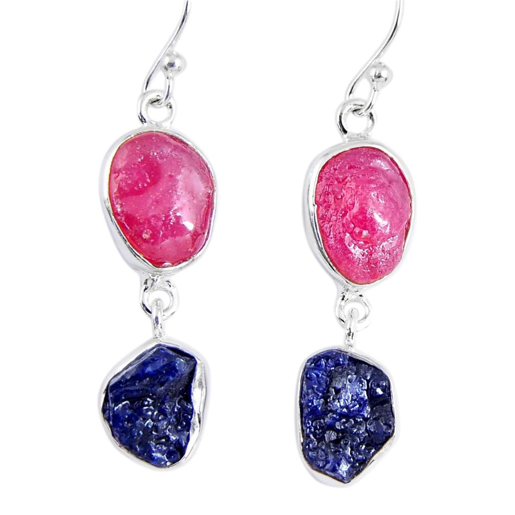 18.15cts natural pink ruby rough sapphire rough 925 silver earrings r55388