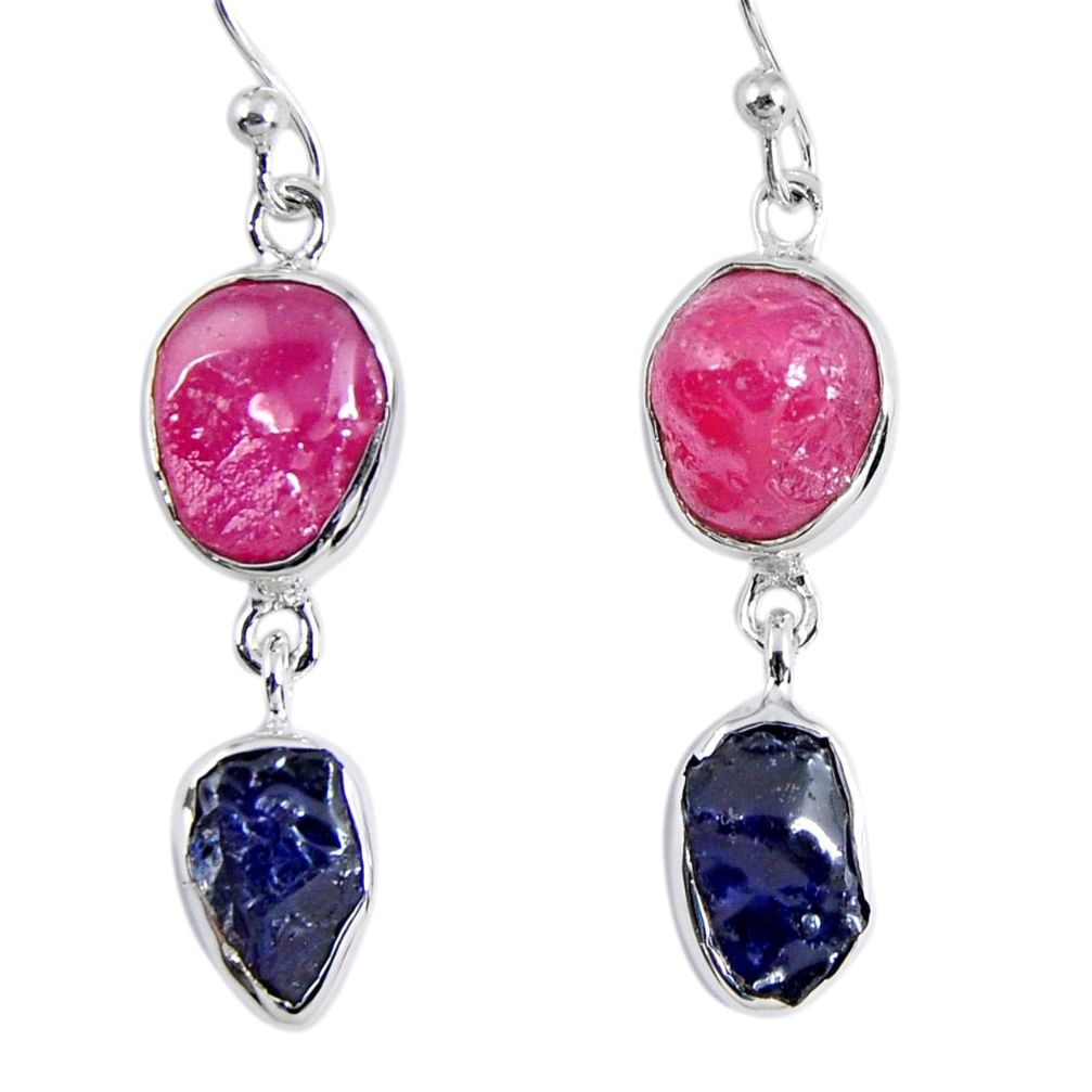 14.40cts natural pink ruby rough sapphire rough 925 silver earrings r55392