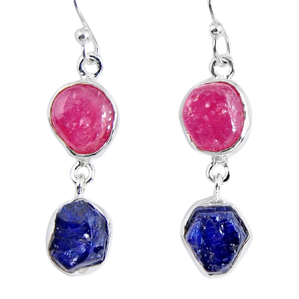 17.20cts natural pink ruby rough sapphire rough 925 silver earrings r55394