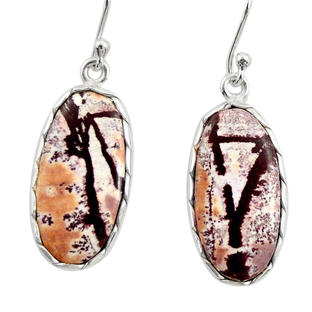 10.89cts natural pink sonoran dendritic rhyolite 925 silver earrings r28976