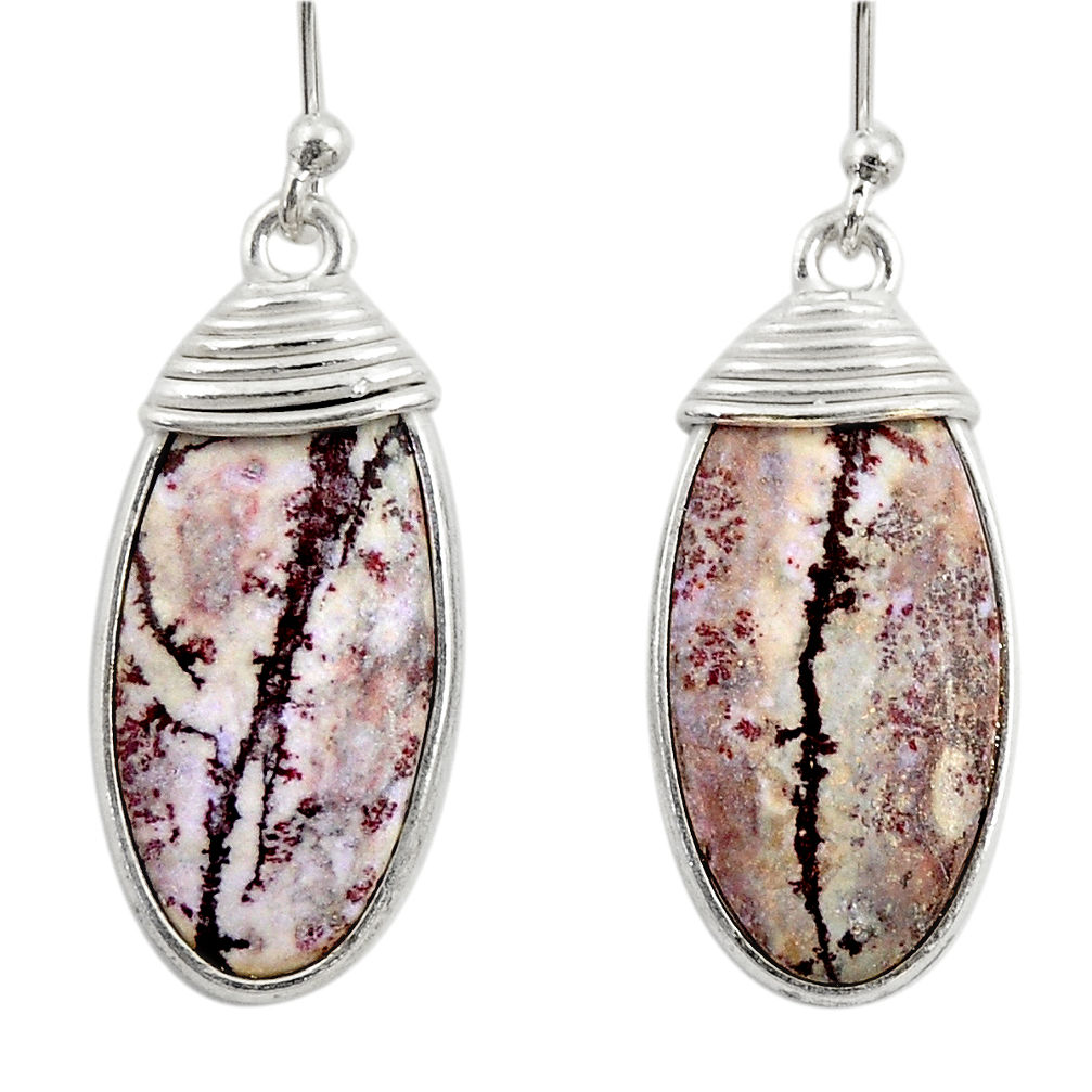 11.28cts natural pink sonoran dendritic rhyolite 925 silver earrings r28977