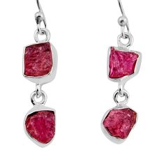 8.26cts natural pink tourmaline rough 925 sterling silver dangle earrings n1284