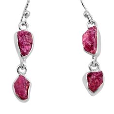 8.32cts natural pink tourmaline rough 925 sterling silver dangle earrings n1287