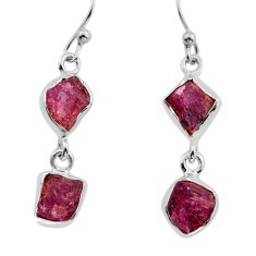 8.32cts natural pink tourmaline rough 925 sterling silver dangle earrings n1288