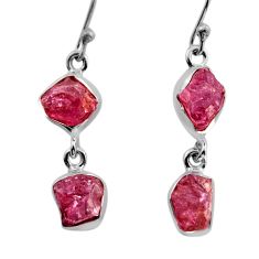10.37cts natural pink tourmaline rough 925 sterling silver dangle earrings n1291