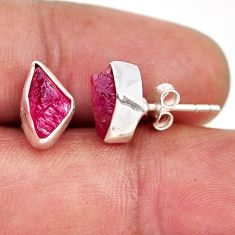 4.63cts natural pink tourmaline rough 925 sterling silver stud earrings n1297