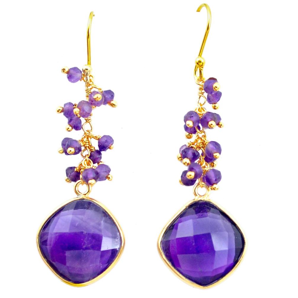  purple amethyst 925 silver sterling dangle earrings p75669