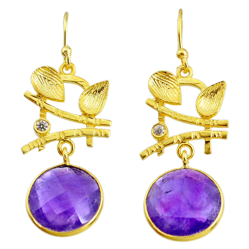 purple amethyst 14k gold handmade dangle earrings t11371