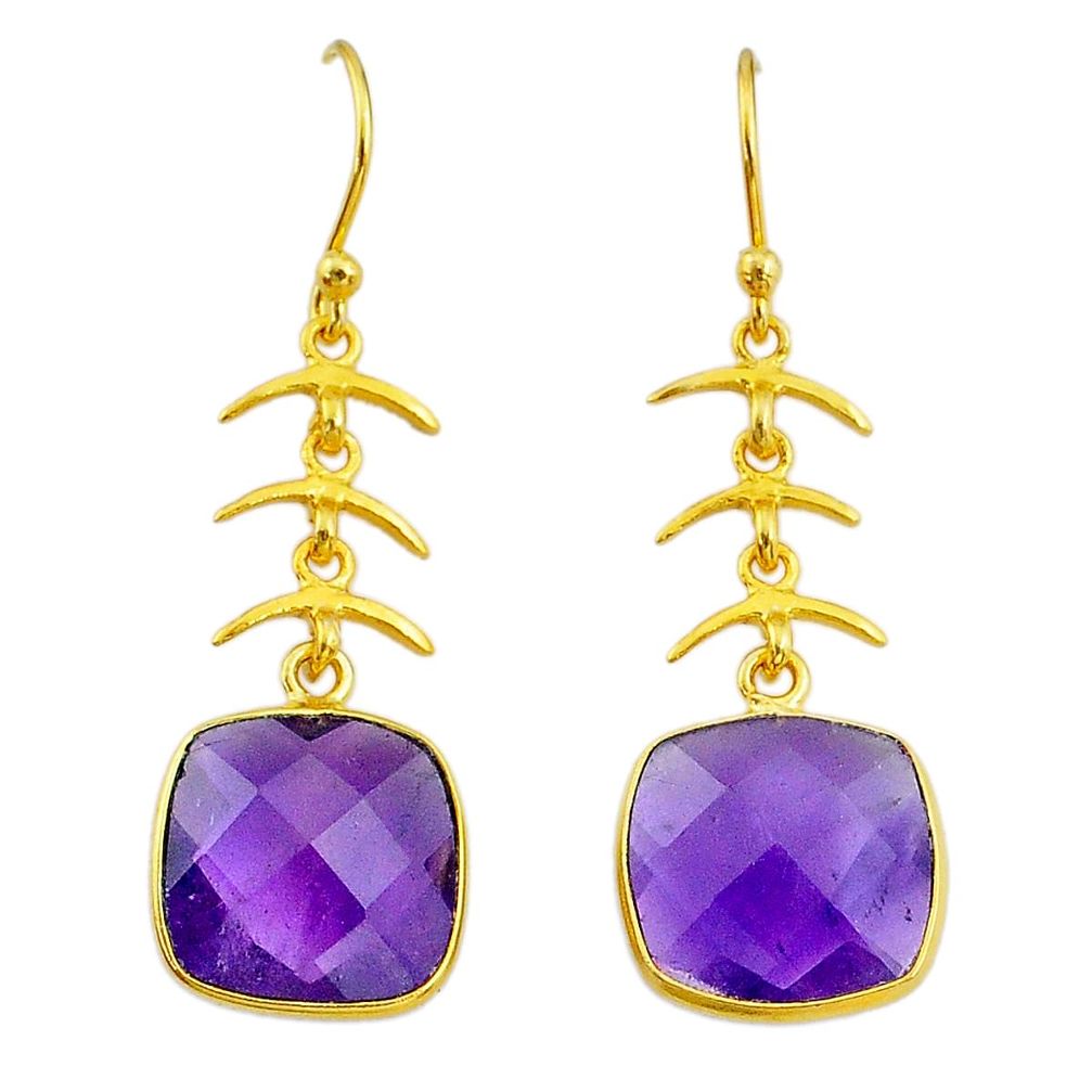 11.62cts natural purple amethyst 14k gold dangle handmade earrings t14640