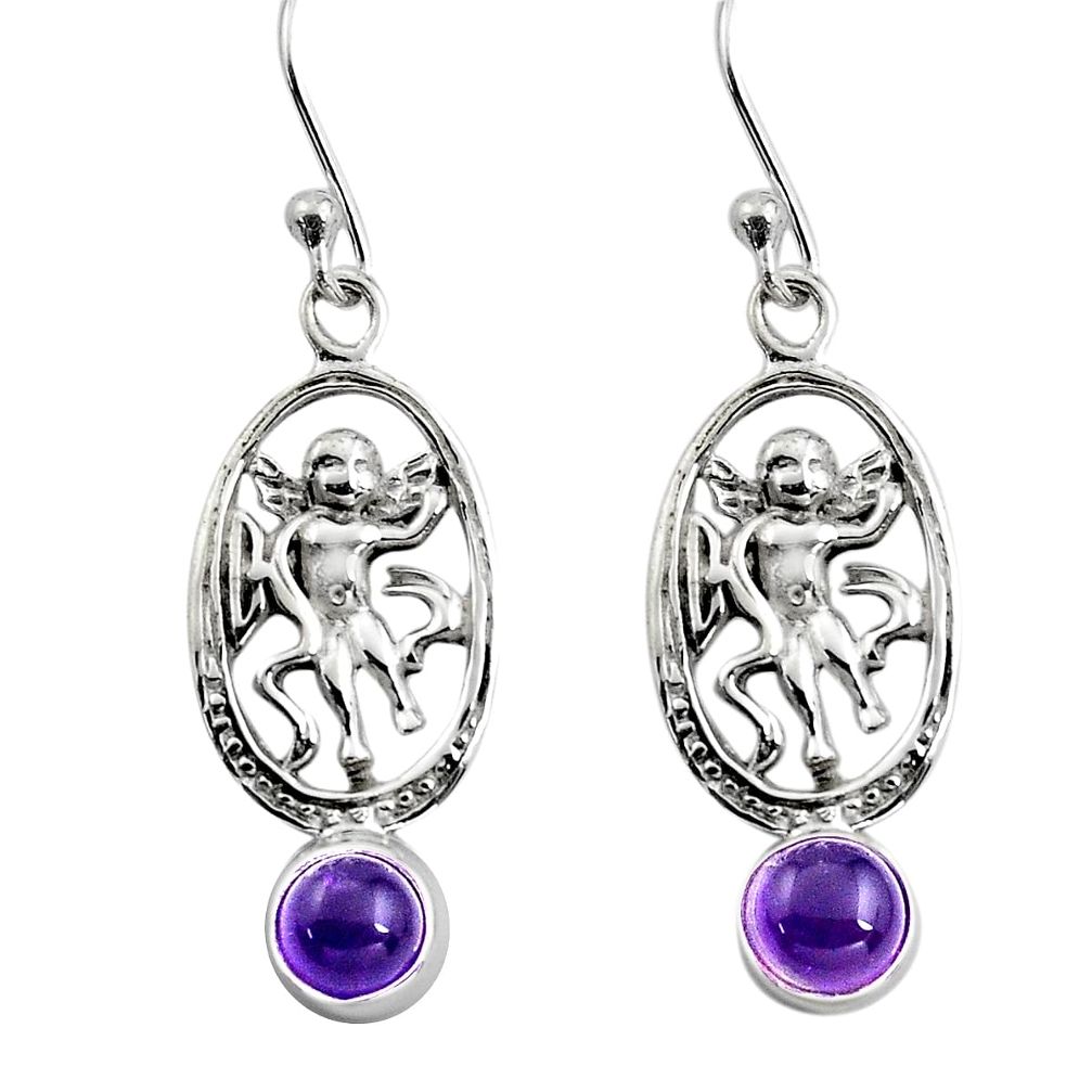 1.91cts natural purple amethyst 925 sterling silver angel earrings p84949