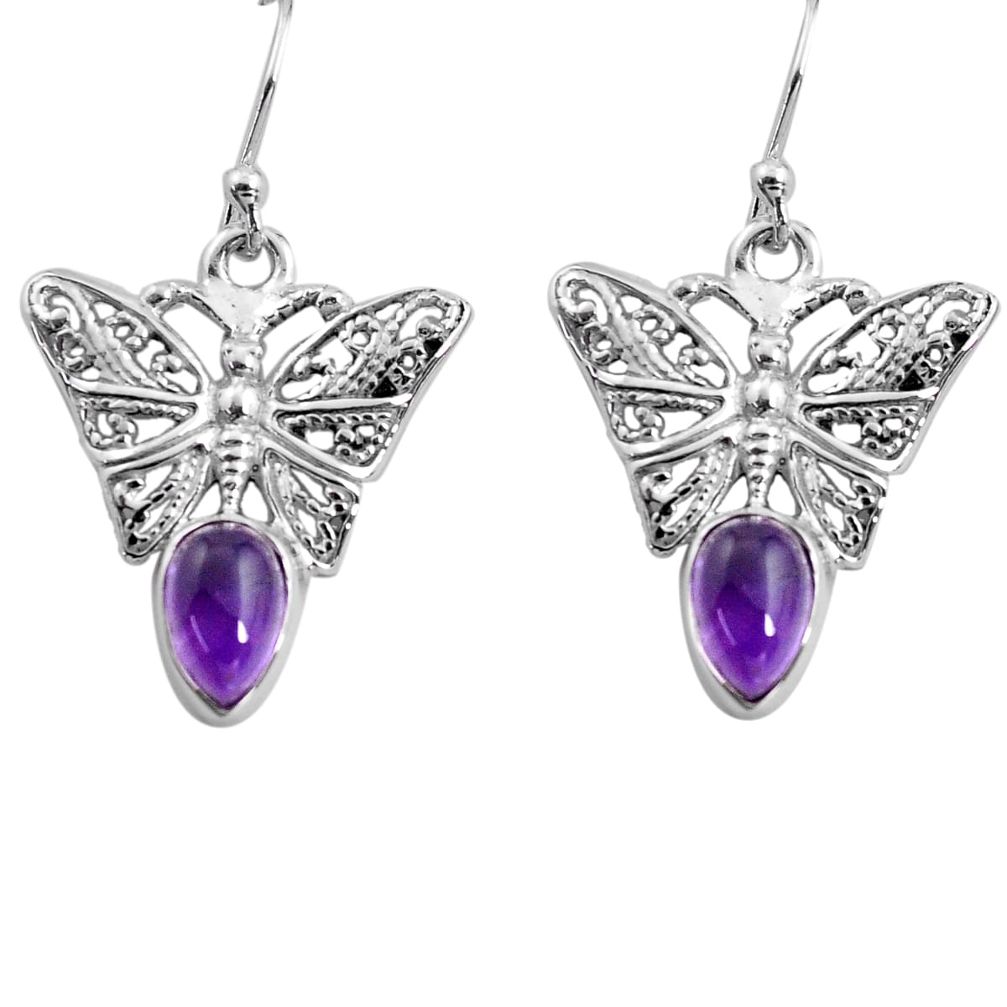 purple amethyst 925 sterling silver butterfly earrings p84882