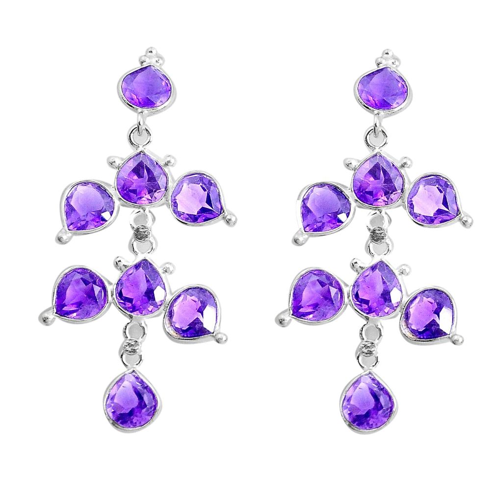 13.69cts natural purple amethyst 925 sterling silver chandelier earrings p43881