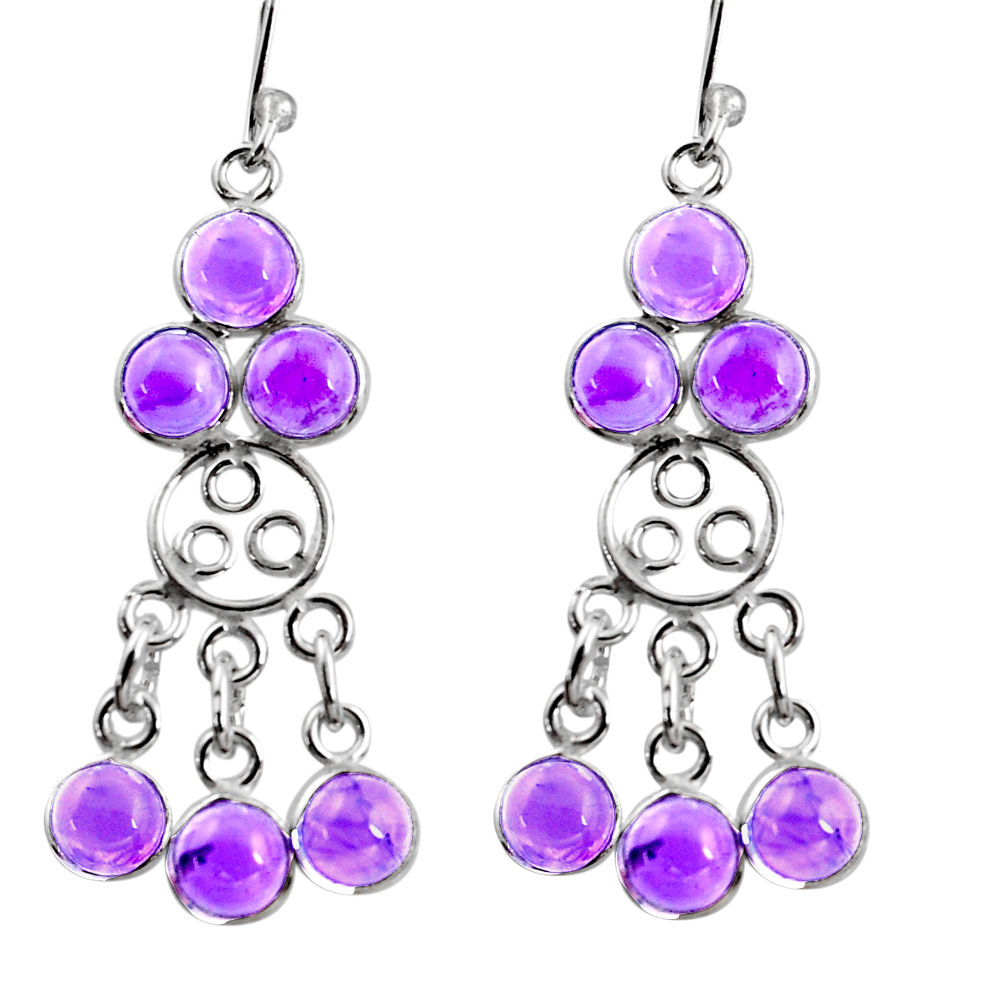 10.79cts natural purple amethyst 925 sterling silver chandelier earrings r37406