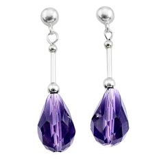 22.53cts natural purple amethyst 925 sterling silver dangle earrings c27032