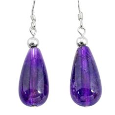 19.73cts natural purple amethyst 925 sterling silver dangle earrings c27044