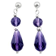 17.96cts natural purple amethyst 925 sterling silver dangle earrings c27055