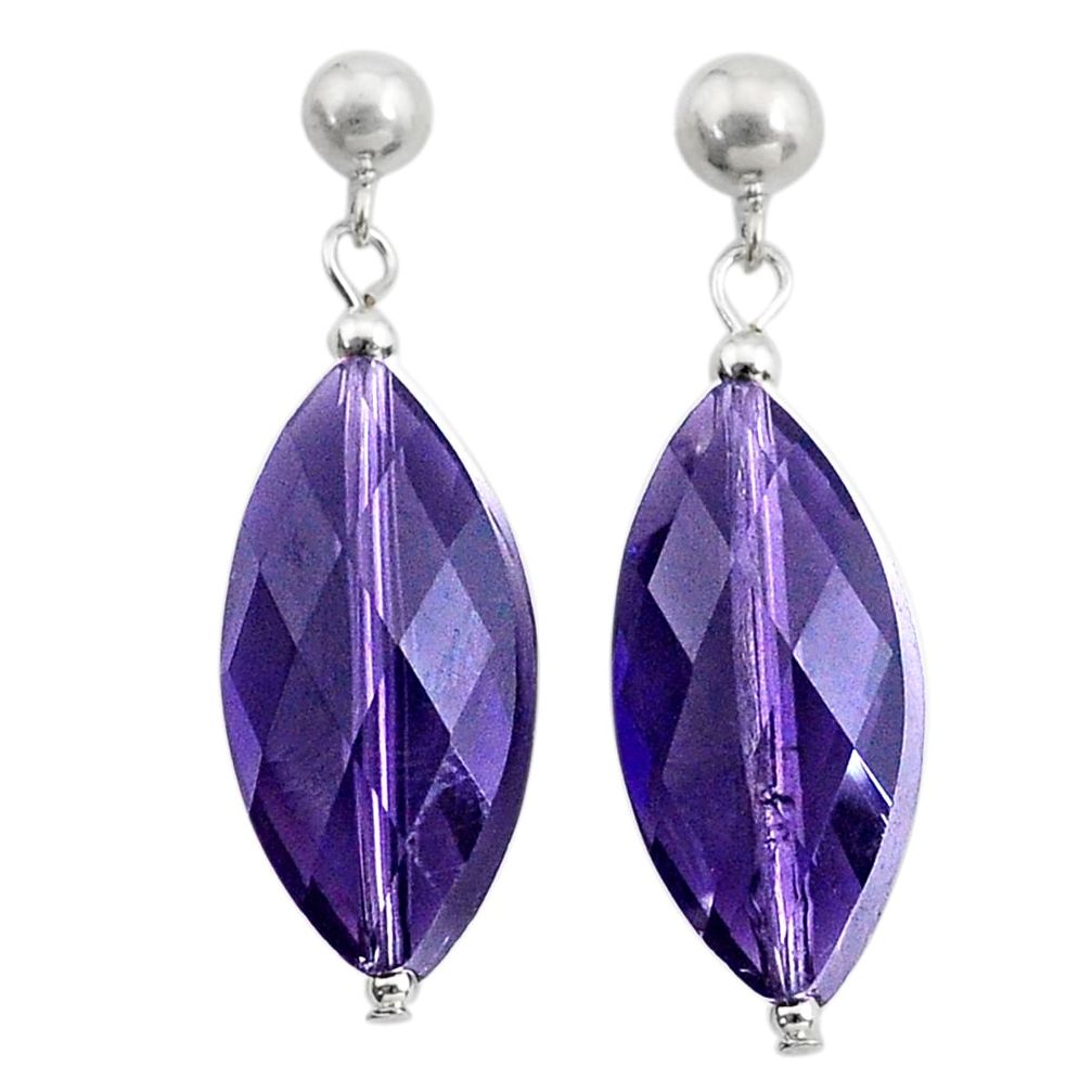 24.61cts natural purple amethyst 925 sterling silver dangle earrings c27289